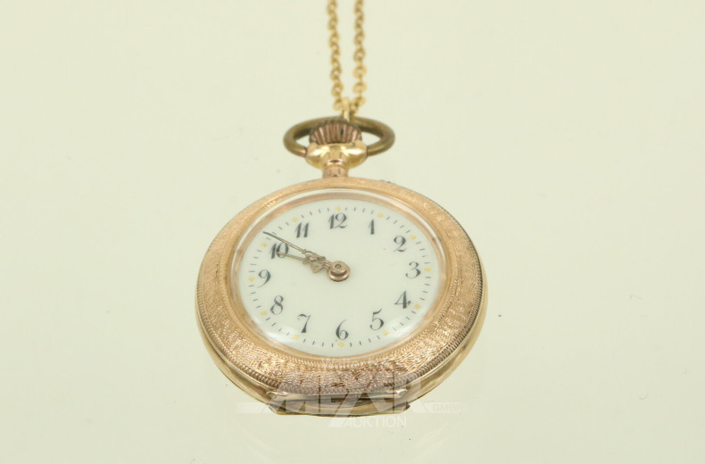 Damen-Anhängeruhr mit floraler Emaille