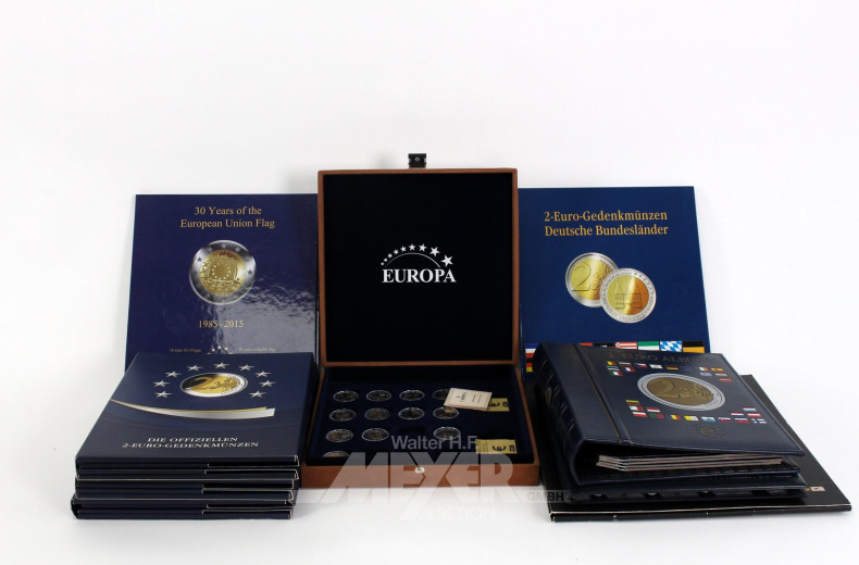 Umfangreiche Sammlung von 2-Euro-Gedenkprägungen