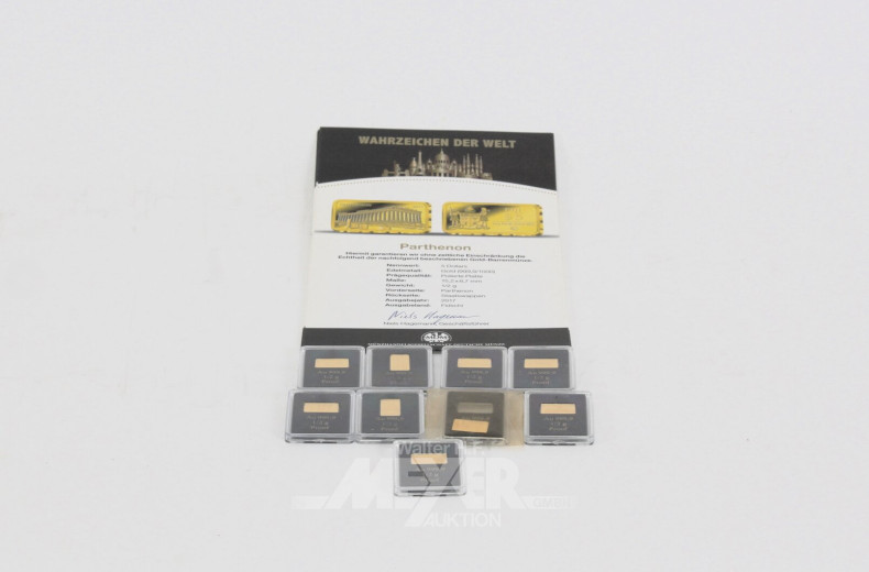 7 Fiji - 5 Dollars 'Wahrzeichen der Welt' 2017 Goldmünzbarren