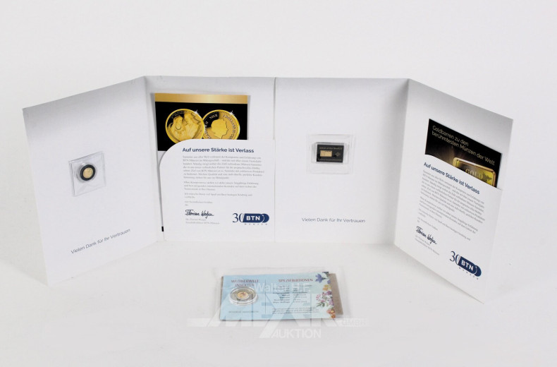 3 Kleine Gedenkausgaben in Gold
