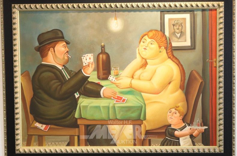 Gemälde "Beim Kartenspiel", 20er Jahre Stil