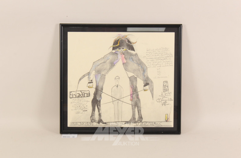 Paar Grafiken 'Hubert Strauß' und 'Einladung zum Geburtstag'