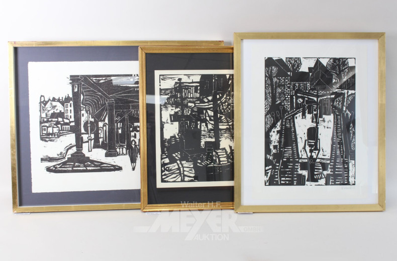 3 Holzschnitte