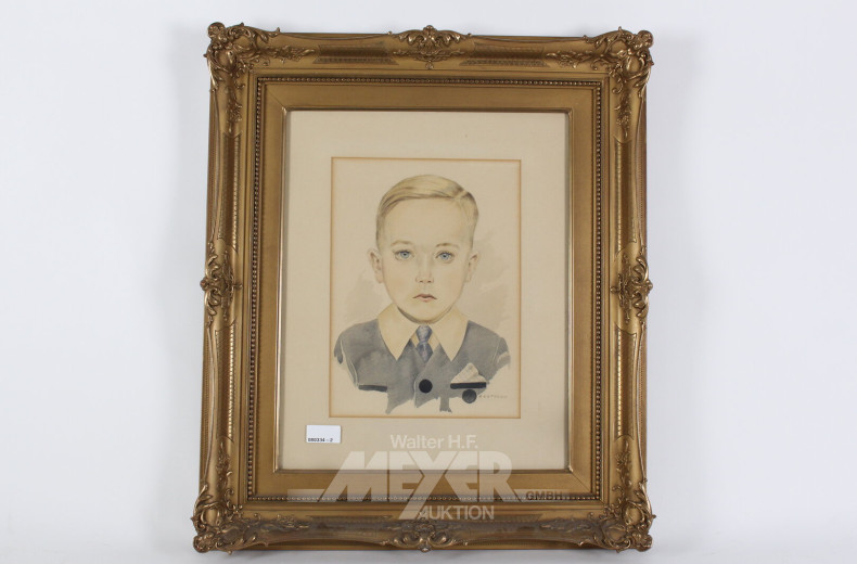 Aquarelle "Knaben Portrait"