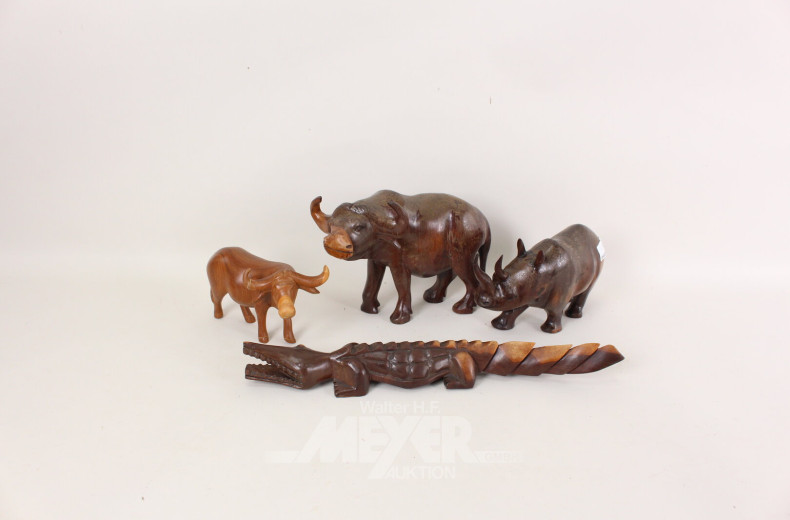 4 Holzfiguren "Afrikanische Wildtiere":