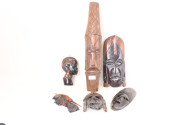 6 afrikanische Masken, holzgeschnitzt