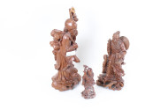 3 asiatische Holzschnittsfiguren "Wanderer"