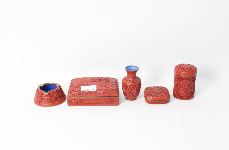 5 Schnitzlack-Dekoration aus China