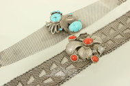 2 Breite Armbänder mit Koralle und Türkisen