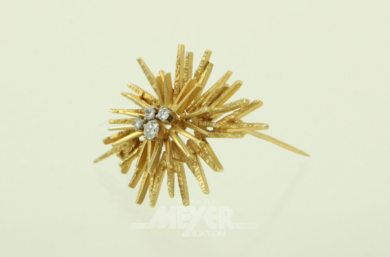 strahlenförmige Brosche mit 4 kleinen Brillanten