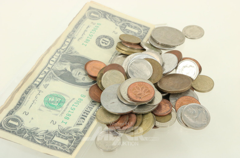 Posten Münzen, US Banknoten