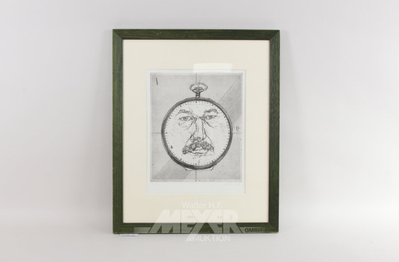 Paar Radierungen 'Die Uhr' und 'Schon spät'