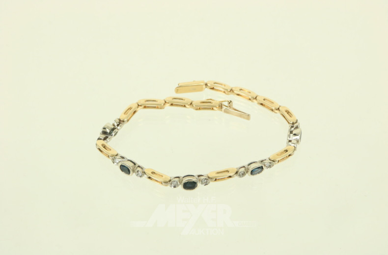 Armband mit Saphiren u. 10 kl. Diamanten
