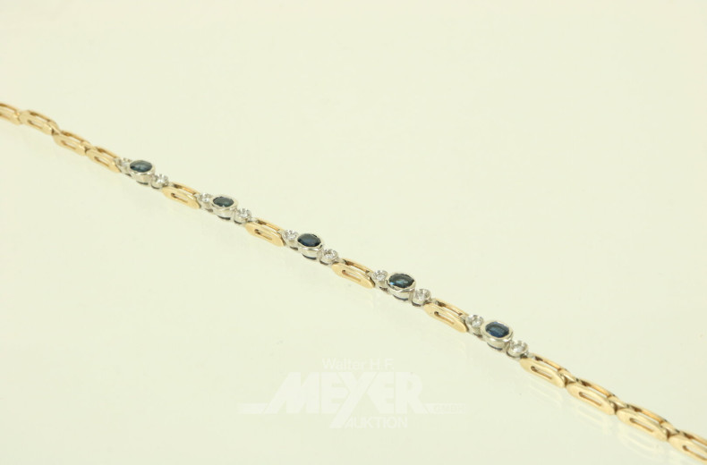 Armband mit Saphiren u. 10 kl. Diamanten