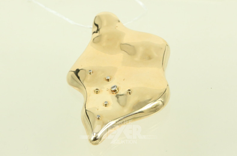 Anhänger hartvergoldet mit 5 kl. Diamanten