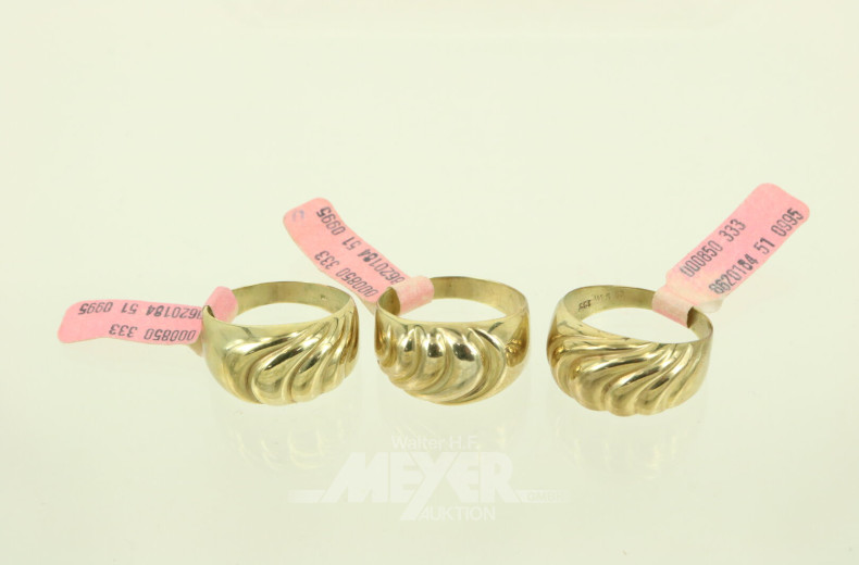 3 Ringe mit Wellen-Muster