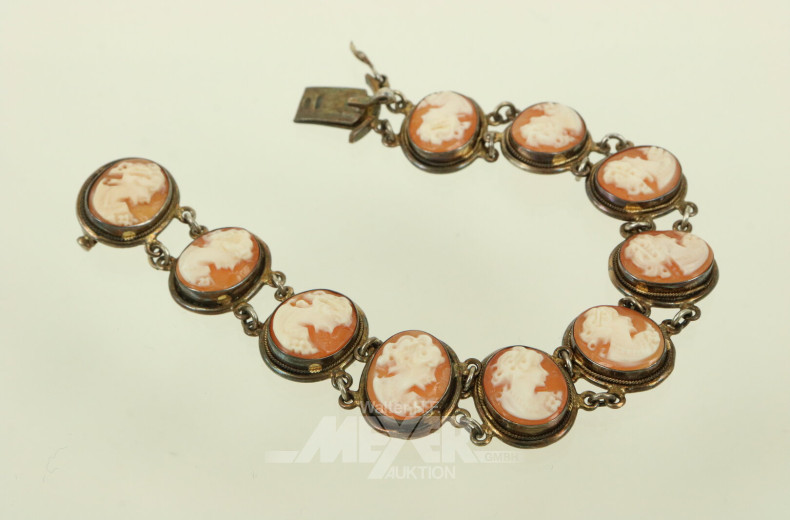 2 Teile Silberschmuck mit Gemmen