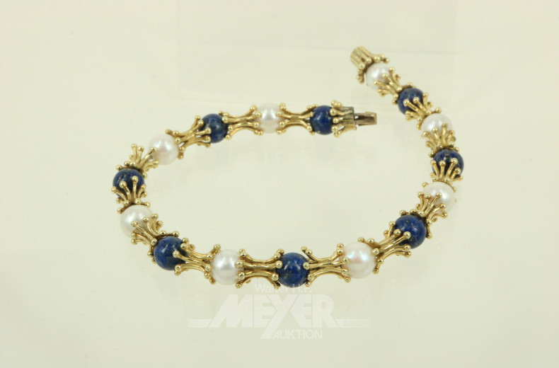 Armband mit Lapislazuli- und Zuchtperlen