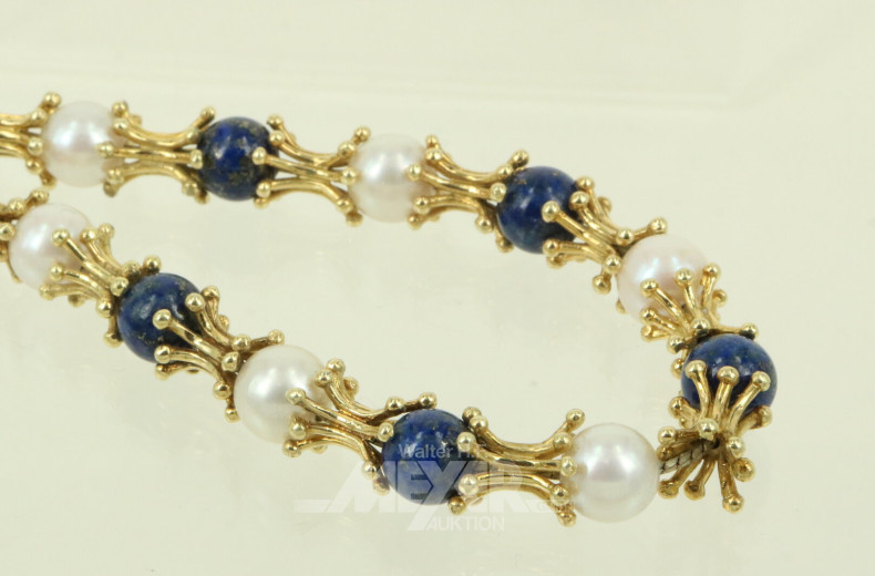 Armband mit Lapislazuli- und Zuchtperlen
