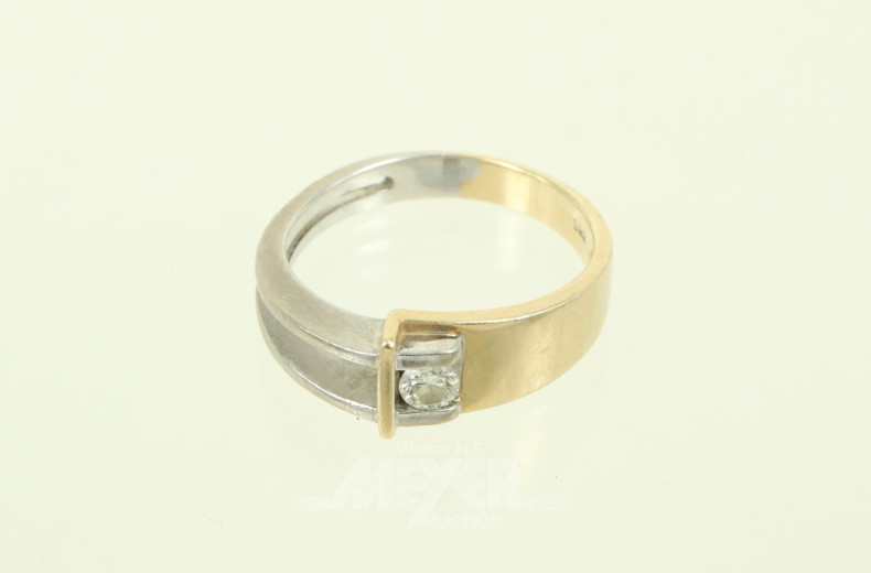 Bicolor-Solitärring mit Brillant von ca. 0.25ct