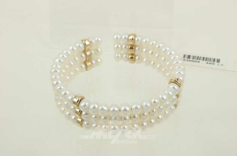 Dreireihiges Armband aus Biwaperlen