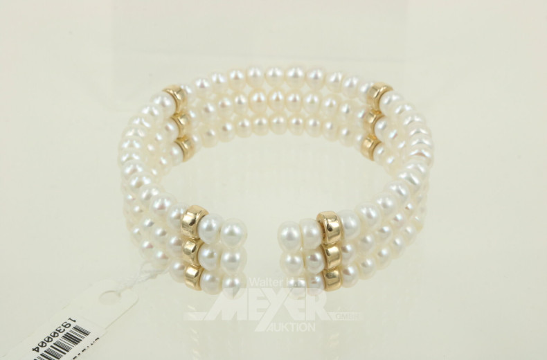 Dreireihiges Armband aus Biwaperlen