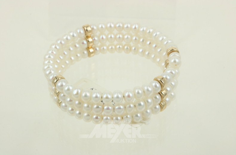 Dreireihiges Armband aus Biwaperlen