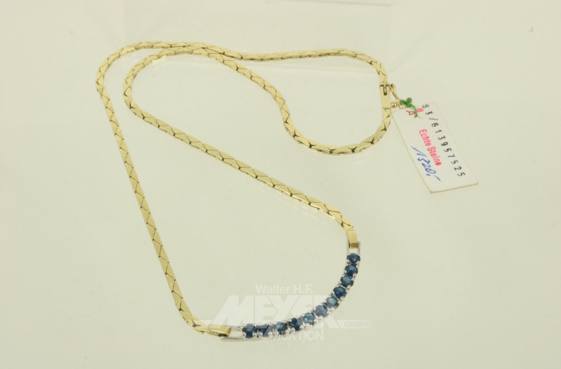 Zierliches Collier mit 11 kl. Saphiren