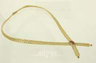 Stilvolles Collier, Flechtmuster mit 8 kl. Rubinen