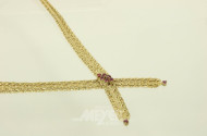 Stilvolles Collier, Flechtmuster mit 8 kl. Rubinen