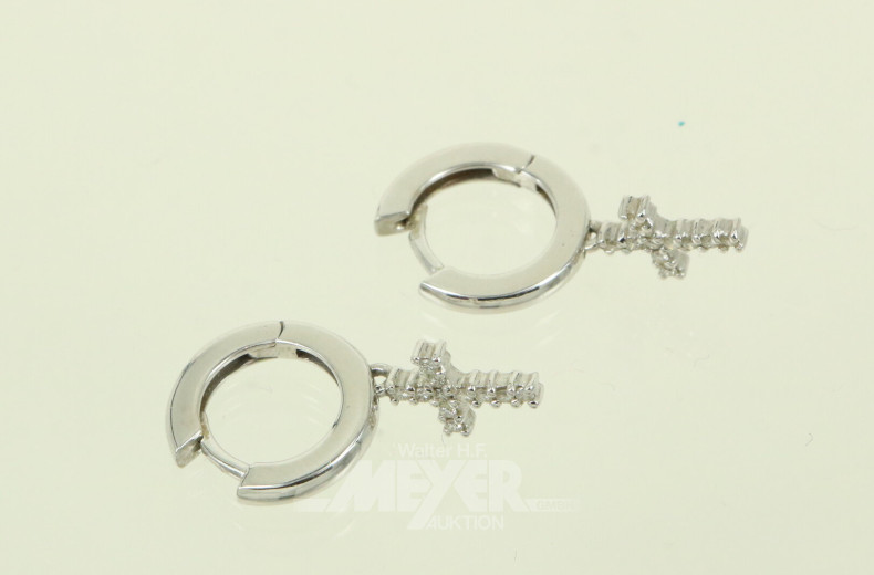WEMPE Paar Ohrhänger mit Kreuzanhänger und kl. Brillanten von je ca. 0.16ct