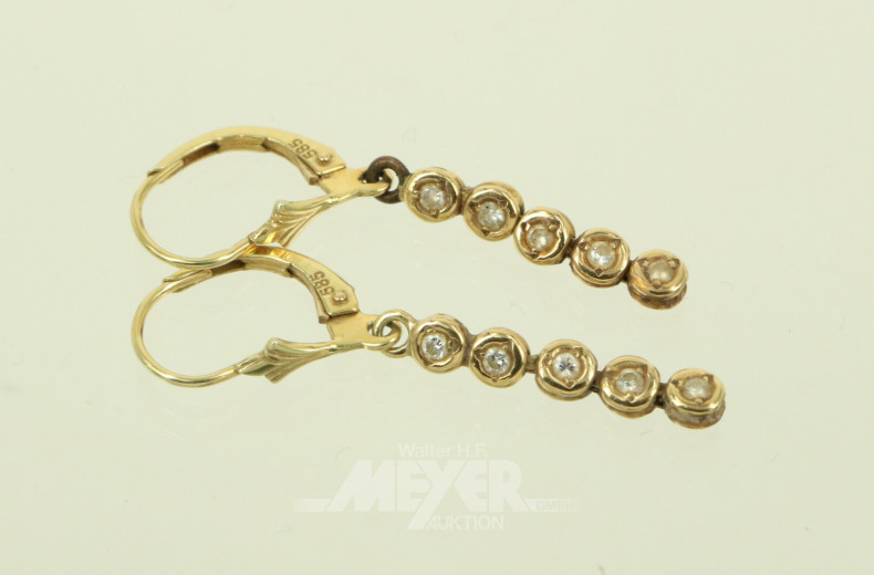 Paar Ohrhänger mit je 5 kl. Brillanten