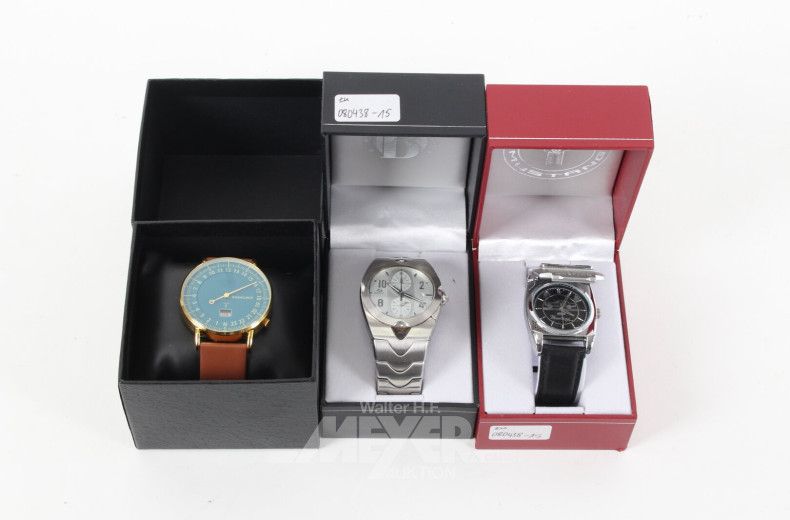 3 Herrenarmbanduhren von Wesseldon, Breil und Ford Mustang