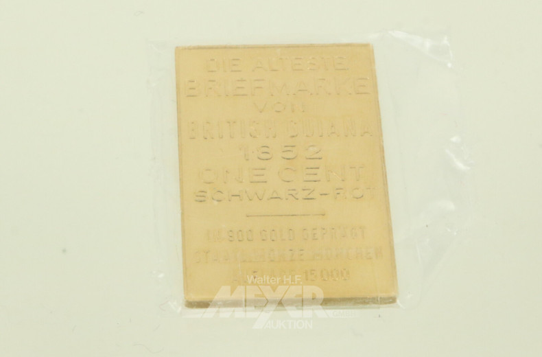 2 Briefmarken in 900er Goldprägung