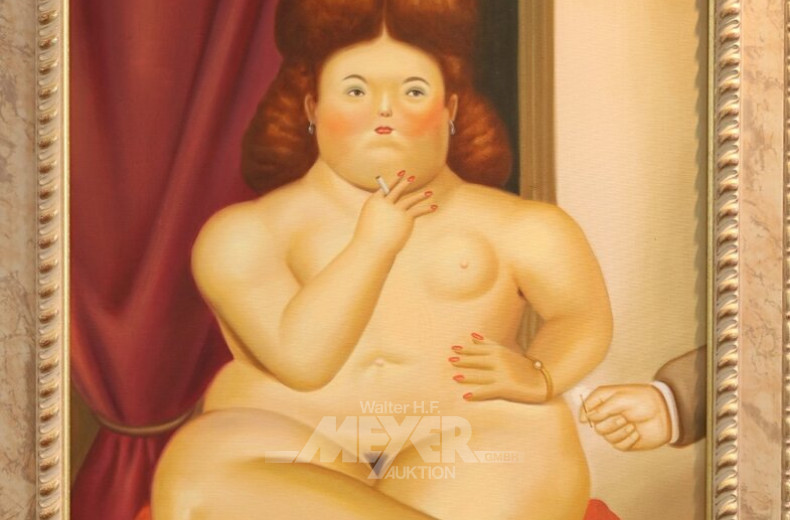 Gemälde "Weibl. Akt mit Zigarette", 20er Jahre Stil