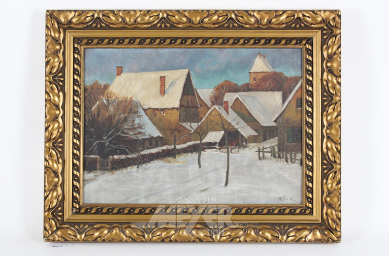 Gemälde "Dorf im Winter"