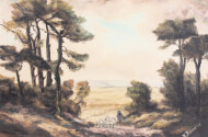 Gemälde "Landschaft mit Hirte und Schafen"