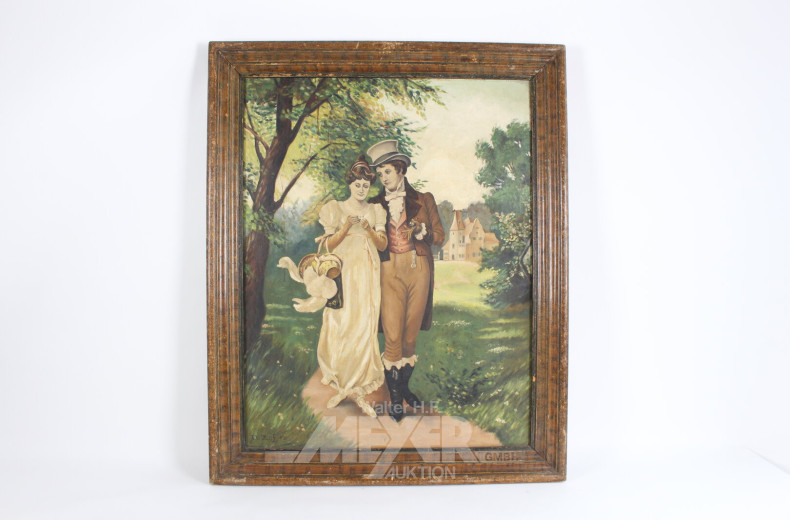 2 Gemälde "Päarchen auf dem Landsitz" & "Päarchen im Wald"