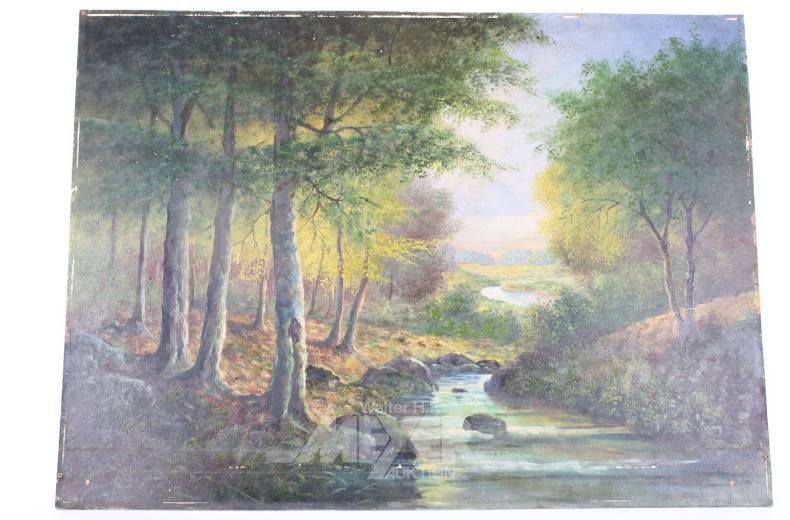 Gemälde "Flusslauf im Wald"