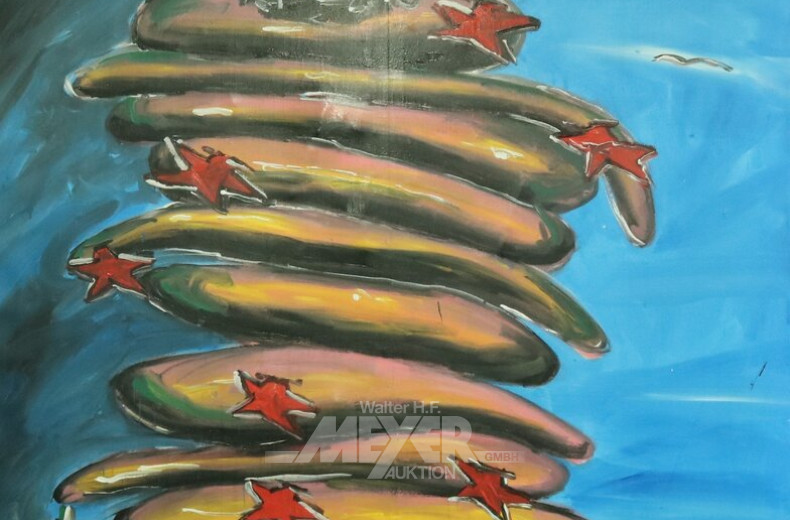 Gemälde 'Bananen mit roten Sternen'