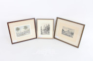 3 Druckgrafiken mit Stadtansichten