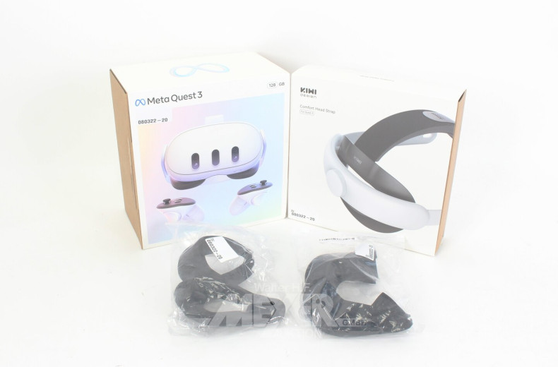 Virtual Reality Brille mit Controllern u. Comfort Head Strap
