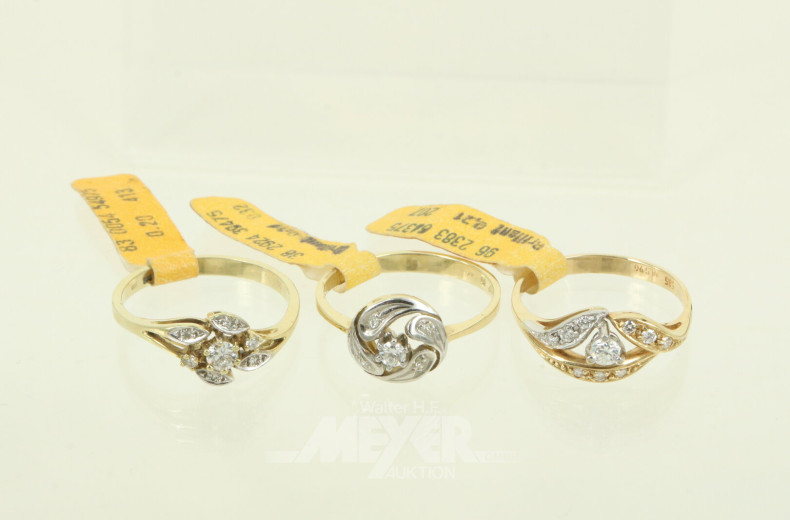 3 Ringe mit kl. Brillanten