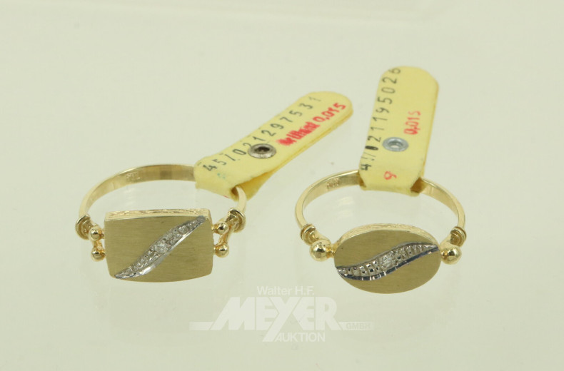Paar zierliche Ringe mit je 1 kl. Brillant von ca. 0.015ct