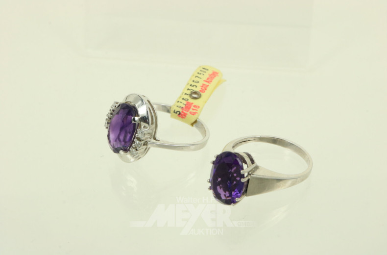 2 Ringe mit großem Amethyst