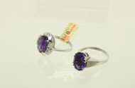 2 Ringe mit großem Amethyst