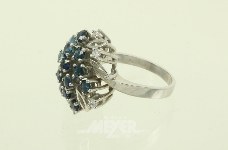 Cocktailring mit 14 Saphiren und 6 kl. Brillanten