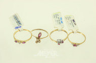 4 Feine Ringe mit kl. Rubinen und Brillanten