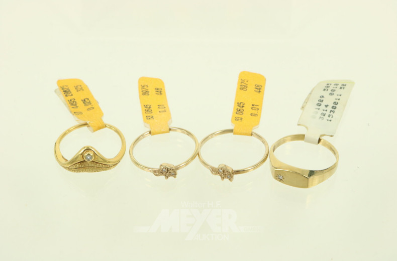 4 Ringe mit sehr kl. Brillanten