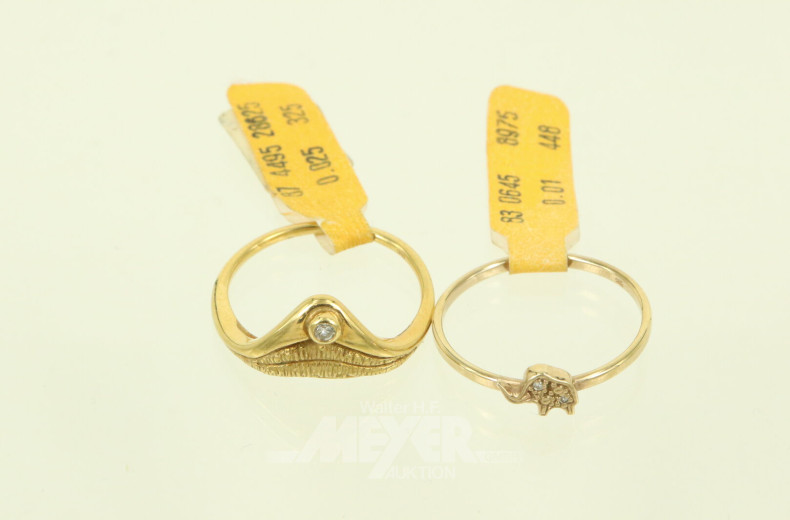 4 Ringe mit sehr kl. Brillanten